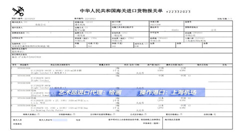 繪畫進口報關(guān)案例